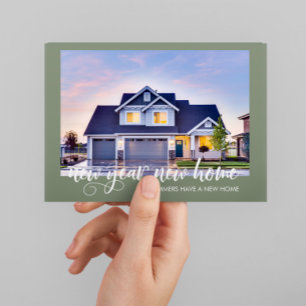 New Year New Home Moving Announcement Photo Script Postcard