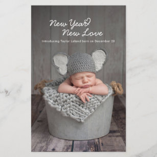 New Year New Love Baby Photo Announcement Card