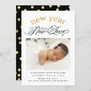 New Year New Love Birth Photo Announcement