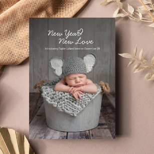 New Year New Love Holiday Birth Baby Photo Card