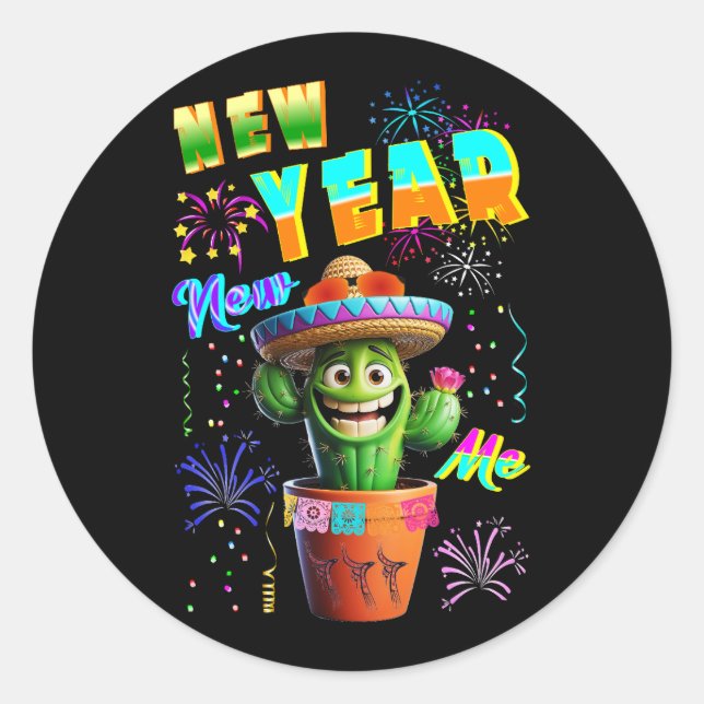 New Year New Me Classic Round Sticker (Front)