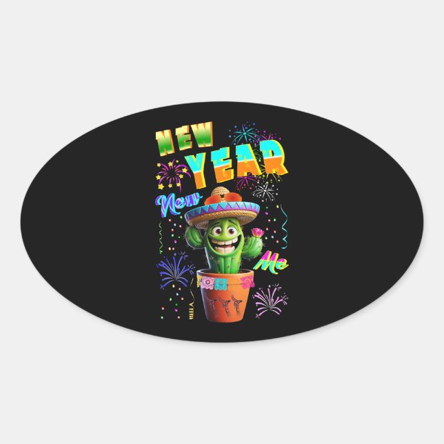 New Year New Me Oval Sticker (Front)
