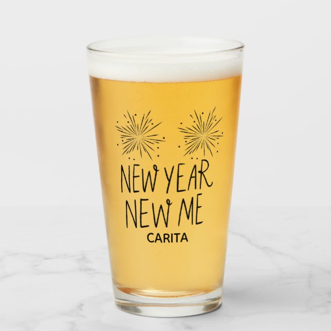 New Year New Me Personalized Glass Cup (Front Filled)
