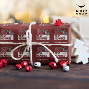 New Year New Memories Dragon Cherry Red Wrapping Paper