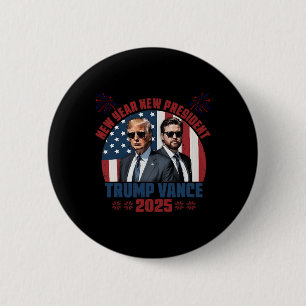 New Year New President Trump Vance President Happy 2 Inch Round Button