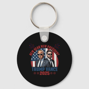 New Year New President Trump Vance President Happy Keychain