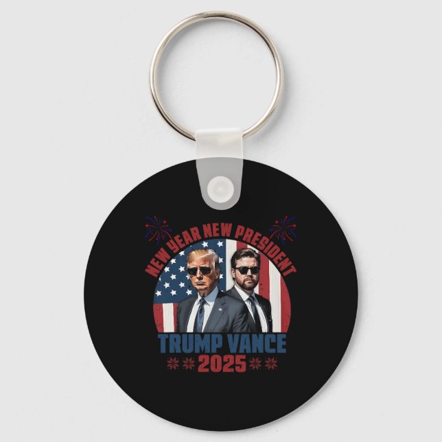 New Year New President Trump Vance President Happy Keychain (Front)