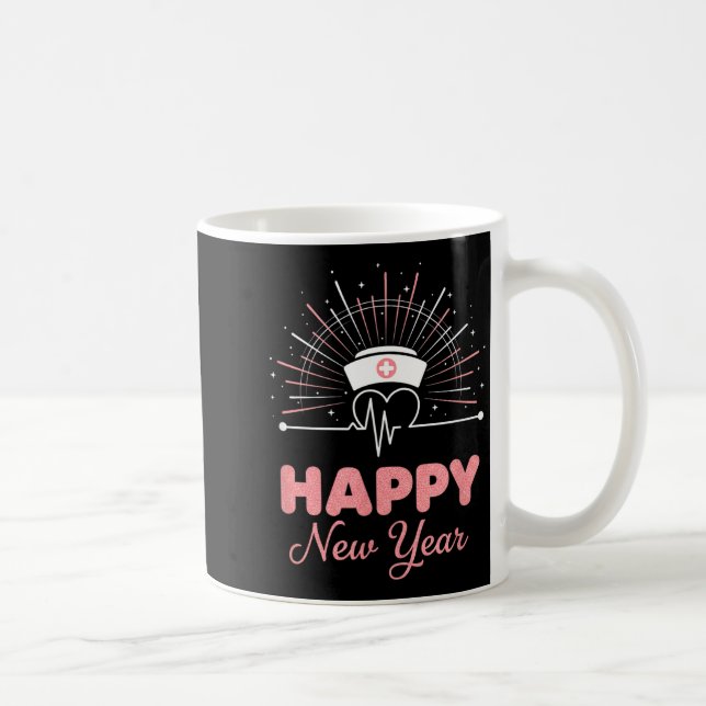 New Year Nurse Heartbeat, Happy New Year Nye Desig Coffee Mug (Right)