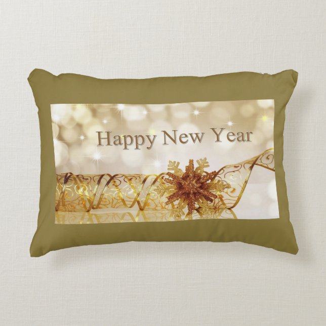 **NEW YEAR ON FRONT** SOLID COLOR BACK ACCENT PILLOW (Front)