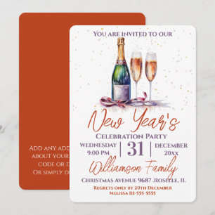 New Year Party Celebration Bubbly Invitation