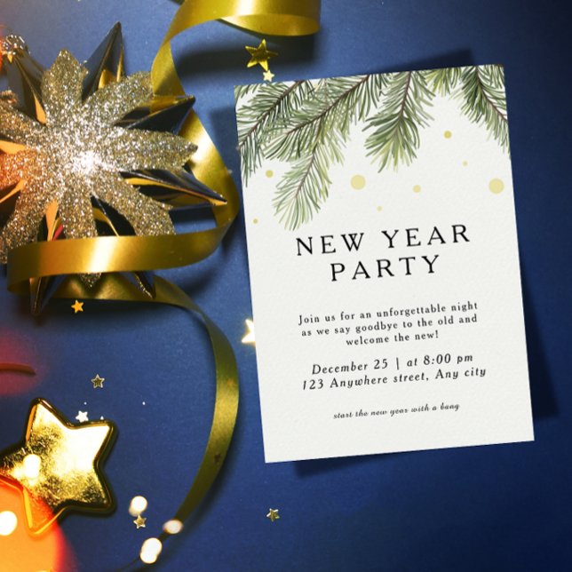 New Year Party Invitation | Pine Branch Festive  (Creator Uploaded)
