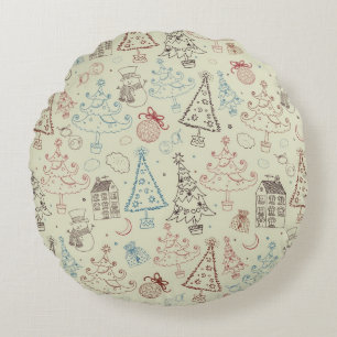 New year pattern round pillow