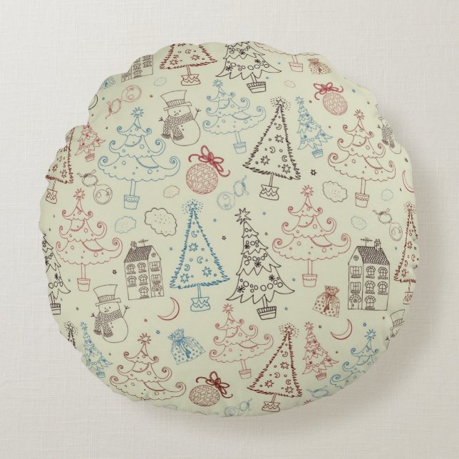 New year pattern round pillow (Front)