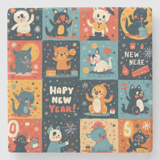 New Year pattern Stone Coaster