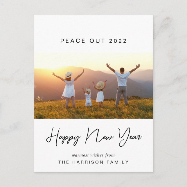 New Year Peace Out 2020 Photos Modern Holiday Postcard (Front)