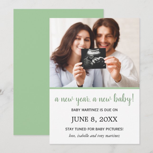 New Year Photo Baby Pregnancy Announcement (Front/Back)