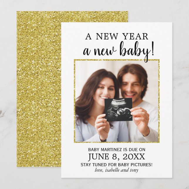 New Year Photo Baby Pregnancy Announcement (Front/Back)