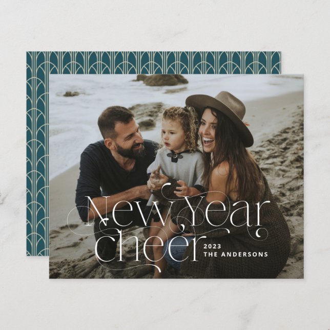 New year Photo elegant Art Deco typography modern (Front/Back)