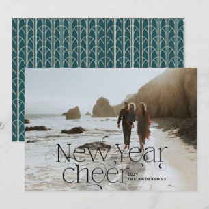 New year Photo elegant Art Deco typography modern Holiday Card
