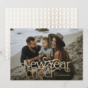 New year Photo elegant Art Deco typography modern Holiday Card