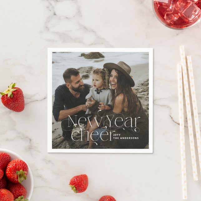 New year Photo elegant Art Deco typography modern Napkin (Insitu)