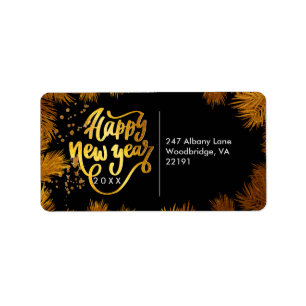 New Year Pine Gold Elegant Corporate Party Label