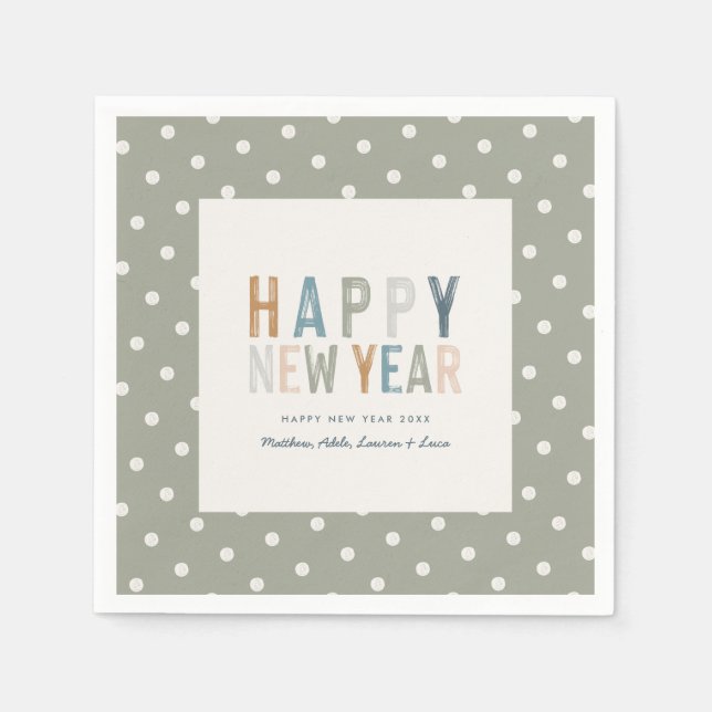 New year polka dot modern graphic napkin (Front)