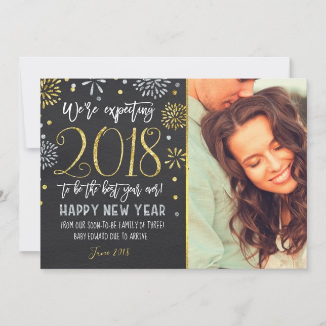 New Year Pregnancy Announcement New Year Card (Front)