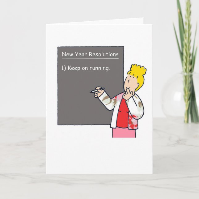New Year Resolutions Running Humor Holiday Card (Front)