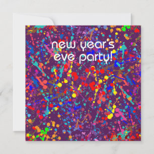 New Year’s Eve Party, Action Painting  Art Invitation