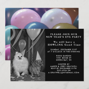 New Year’s Eve Party Dogs and Balloons Invitation