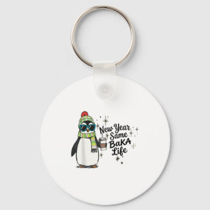 New Year Same Baka Life Penguin Meme Joke  Keychain