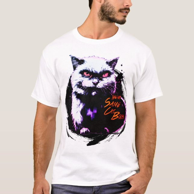 New Year Same Cat Boss Funny Halloween Cat T-Shirt (Front)