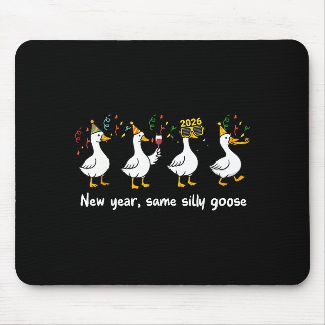 New Year Same Silly Goose Family Matching New Year Mouse Pad (Front)