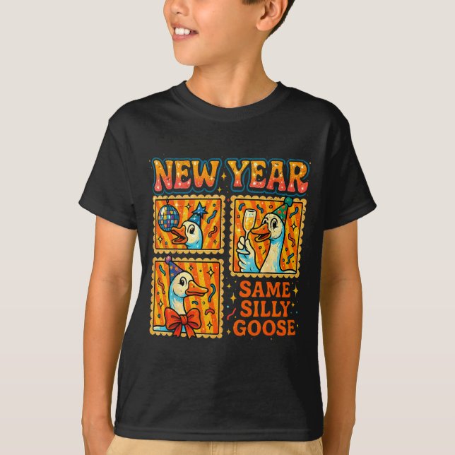 New Year Same Silly Goose Funny Retro Party Gift  T-Shirt (Front)