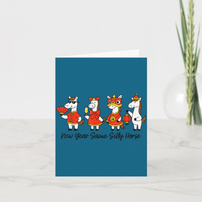 New Year Same Silly Horse Funny Chinese Lunar New  Card (Front)