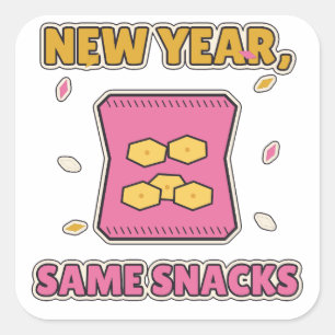 New Year Same Snacks Funny New Years Eve Square Sticker