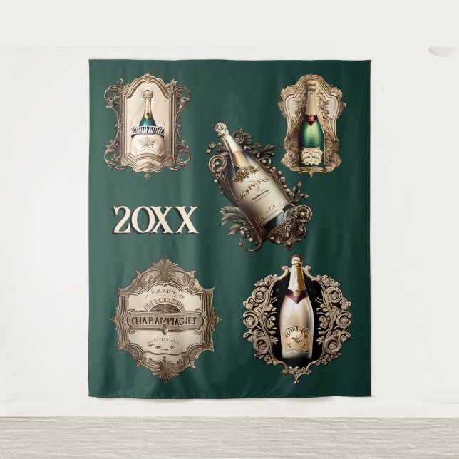 New year shimmer sparkling wine festive DIY date Tapestry (Front)