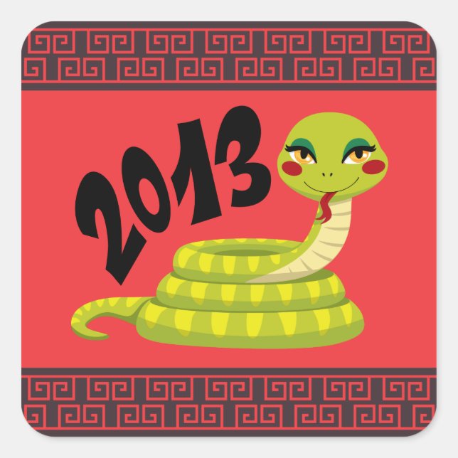 New Year Snake Square Sticker (Front)
