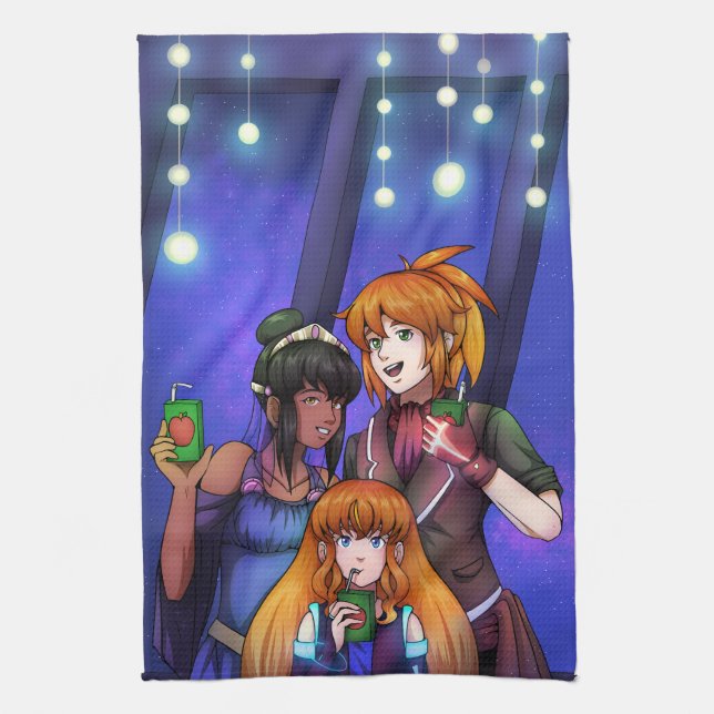New Year Space Celebration Kitchen Towel (Vertical)
