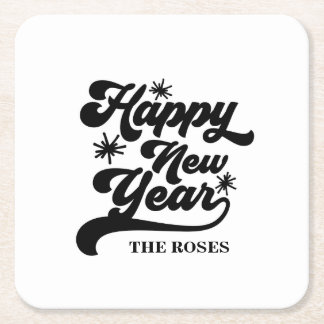 New Year Sparkle Square Paper Coaster