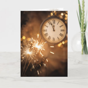 New Year Sparklers With Countdown Clock Card