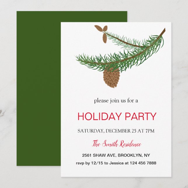 New Year the pine tree is a mammal Invitation (Front/Back)