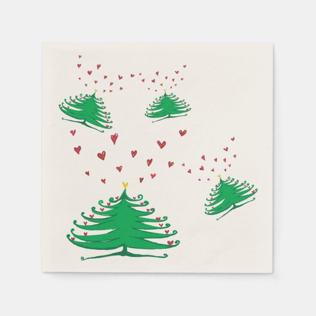 New Year Tree Cocktail Paper Napkins (Front)