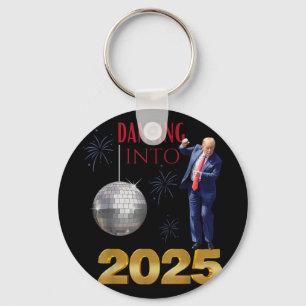 New Year Trump Dancing Into 2025 Funny Party Count Keychain