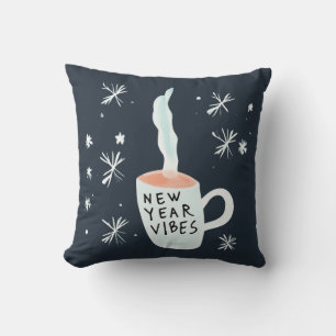 New Year Vibes smoking mug Throw Pillow
