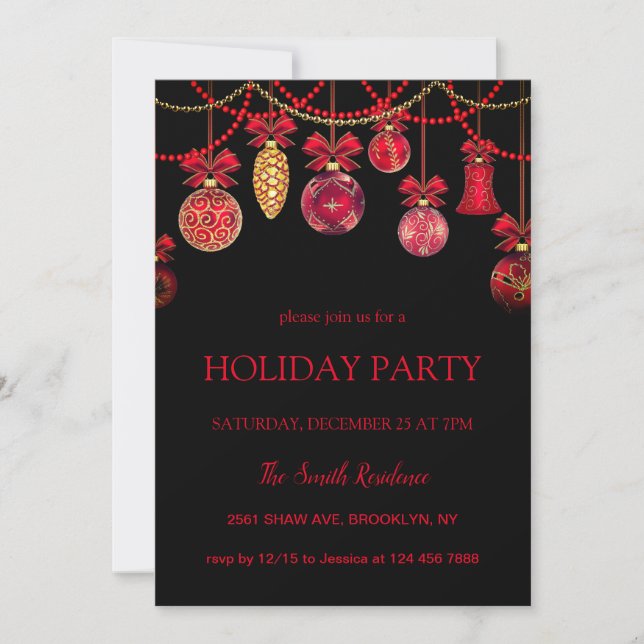 New Year Vintage ornaments Invitation (Front)