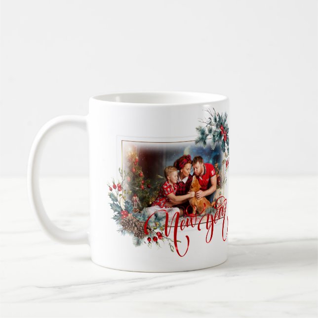 New Year Winter Photo in Red Style Coffee Mug (Left)