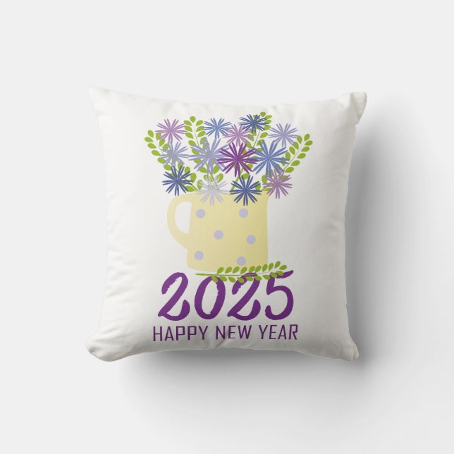 New Year Wishes 2025 Throw Pillow (Front)