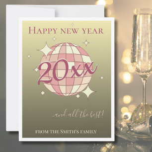 New year years eve 2025 gold retro greeting  holiday card